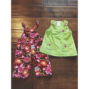 Corduroy overalls and dress.